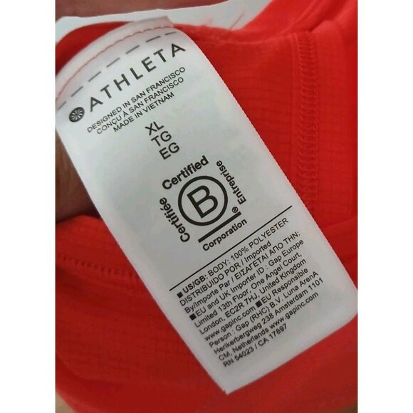 Athleta Grid Knit Tank Top Size XL Red Gym Pickleball Breathable Side Slit - Picture 7 of 10
